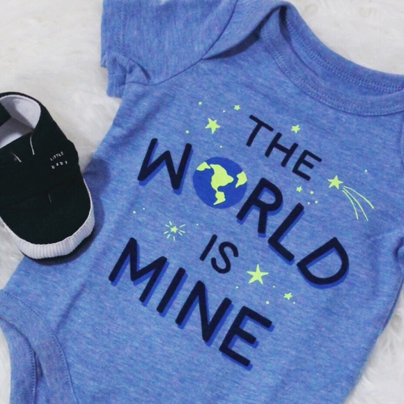 GAP Other - NWT Baby Gap “The World Is Mine” Blue Onesie